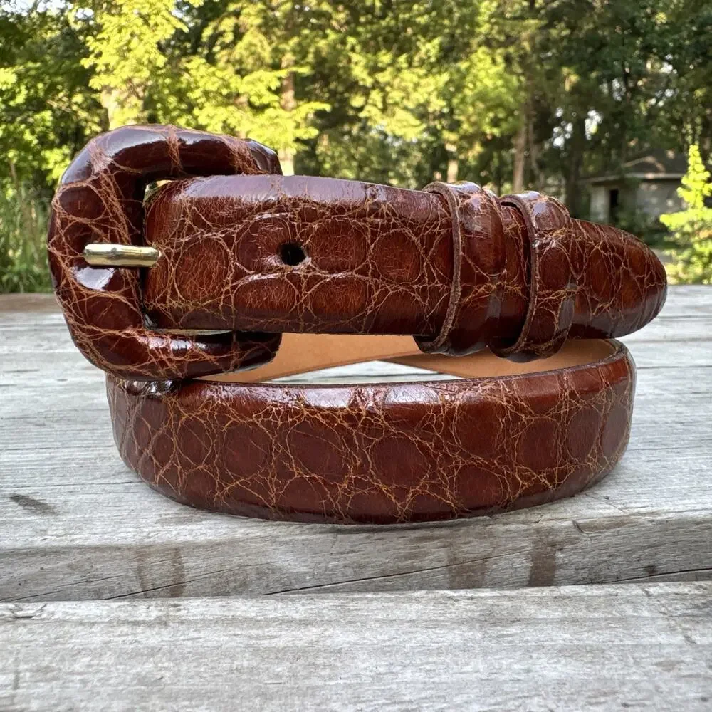 Vtg WEHMEIER'S New Orleans Luxury Louisiana Select Wild Alligator Belt Size 28